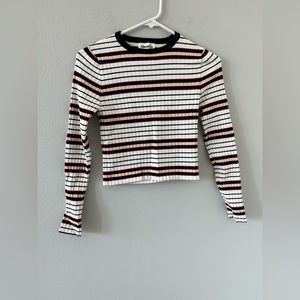 About Us striped crop top